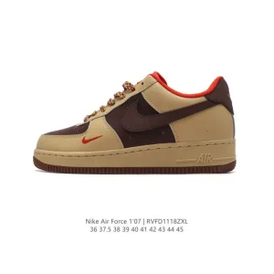 Nike Air Force 1 '07 Low White Leather Casual Sneakers with Air Cushioning