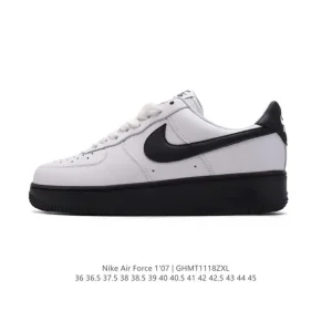 Nike Air Force 1 '07 Low White Leather Casual Sneakers with Air Cushion