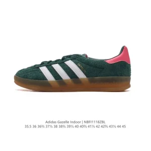 Adidas Originals Gazelle Indoor Retro Leather Sneakers with Gum Sole