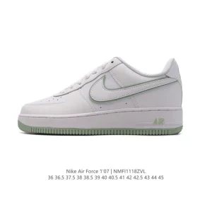 Nike Air Force 1 '07 Low White Leather Sneakers with Air Cushion