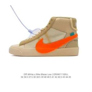 Off-White x Nike Blazer Mid Collaboration Sneaker with Orange Square Detail
