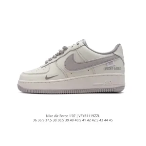 Nike Air Force 1 '07 Low White Leather Casual Sneakers with Air Cushion