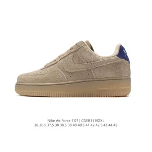 Nike Air Force 1 '07 Low White Leather Casual Sneakers with Air Cushion