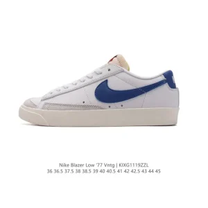 Nike Blazer Low '77 Jumbo Retro Sneakers with Oversized Swoosh and Wide Laces