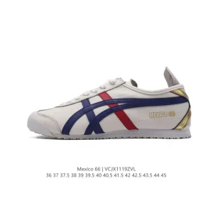 ASICS Onitsuka Tiger Mexico 66 Classic Leather Retro Sneakers for Men and Women