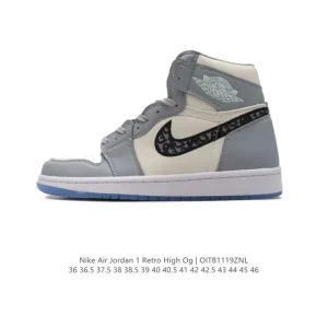 Jordan Air 1 Retro High OG Dior Inspired Leather High Top Sneakers