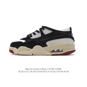 Jordan Air 4 Retro OG Low Black Cement Men's Women's Basketball Shoes