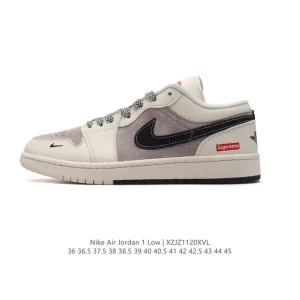 Jordan AJ1 Low Retro Casual Sneakers with Air Cushion and Wings Logo
