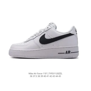 Nike Air Force 1 '07 Low White Leather Casual Sneakers with Air Cushion