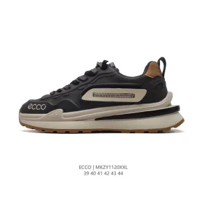 ECCO Men's Chunky Sole White Leather Casual Sneakers for Daily Wear