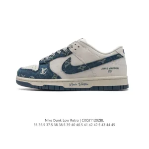 Nike Dunk Low LV Collaboration Vintage Leather Skate Shoes