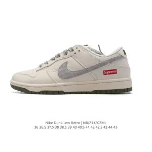 Nike Dunk Low Retro Court Basketball Shoes with Leather Upper and Cushioned Sole