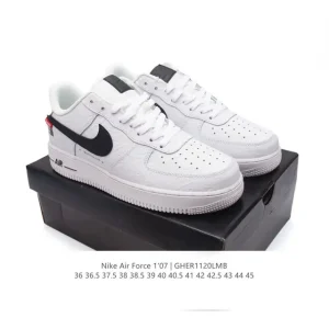 Nike Air Force 1 '07 Low White Leather Casual Sneakers with Air Cushion