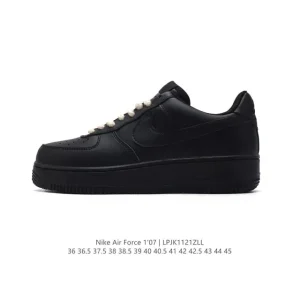 Nike Air Force 1 '07 Low White Leather Casual Sneakers with Air Cushioning