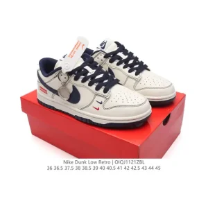 Nike Dunk Low Retro Vintage Basketball Sneakers with Leather Upper
