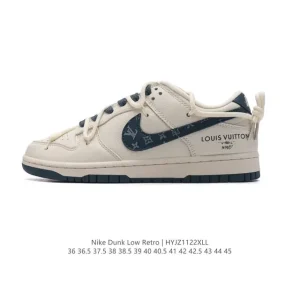 Nike Dunk Low Retro Court Vision Louis Vuitton Inspired Dual Laces Sneakers