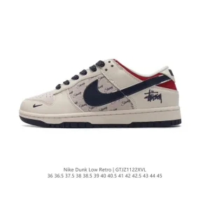 Nike Dunk Low Retro Vintage Basketball Sneakers with Leather Upper