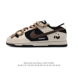 Nike Dunk Low Retro Panda Dual Lace Up Vintage Basketball Skate Shoes