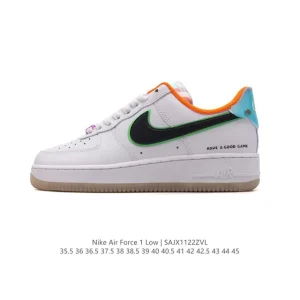 Nike Air Force 1 '07 Low White Leather Casual Sneakers with Air Cushion