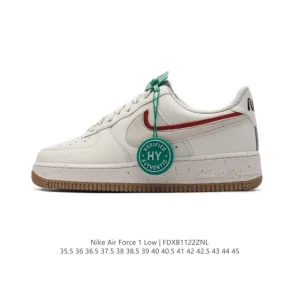 Nike Air Force 1 Low DX6065-101 White Leather Honeycomb Air Cushion Sneakers