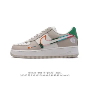 Nike Air Force 1 '07 Low White Leather Casual Sneakers with Air Cushion