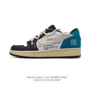 Jordan AJ1 Low Deconstructed Shoe with Dual Laces and Air Cushioning