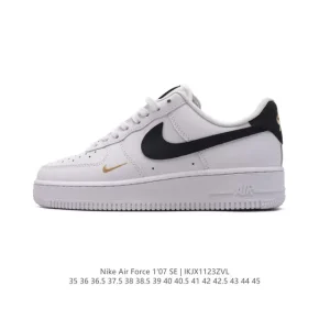 Nike Air Force 1 '07 Low White Leather Casual Sneakers with Air Cushioning