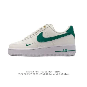 Nike Air Force 1 '07 Low White Leather Casual Sneakers with Air Cushion