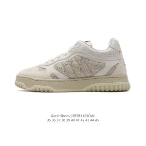 Gucci Rhyton Platform Leather Sneakers 2024 White Thick Sole Unisex Casual Shoes