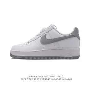 Nike Air Force 1 '07 Low White Leather Casual Sneakers with Air Cushion