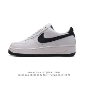Nike Air Force 1 '07 Low White Leather Casual Sneakers with Air Cushion