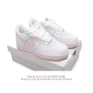 Nike Air Force 1 '07 Low White Leather Casual Sneakers with Air Cushion