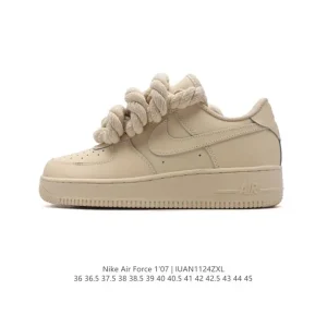 Nike Air Force 1 '07 Low Top Sneakers with Twisted Laces and Deconstructed Straps