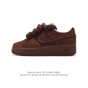 Nike Air Force 1 '07 Low Top Sneakers with Twisted Laces and Deconstructed Straps