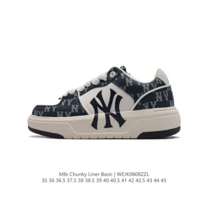 MLB Chunky Liner Basic Street Style Retro Leather Sneakers for Men and Women