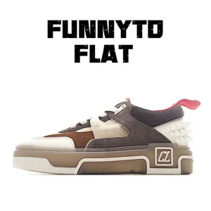 Cloubi Astroloubi Black Leather & Suede Low-Top Sneakers with Red Sole