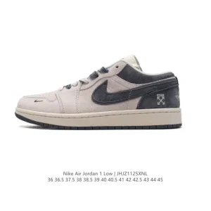 Jordan AJ1 Low Retro Leather Sneakers with Air Cushioning