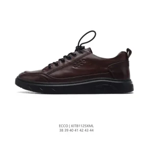 ECCO Men's Casual Leather Sneakers Fashion Low-Top Shoes