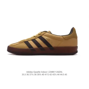 Adidas Originals Gazelle Indoor Retro Leather Sneakers with Gum Sole
