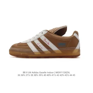 Adidas Originals Gazelle Indoor Retro Leather Sneakers with Gum Sole