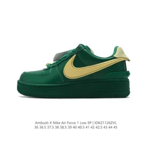Nike Air Force 1 Low Ambush Collaboration Leather Sneakers with Swoosh