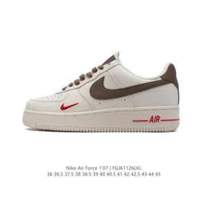 Nike Air Force 1 '07 Low White Leather Sneakers with Air Cushion
