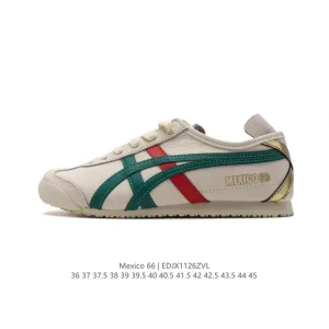 ASICS Onitsuka Tiger Mexico 66 Classic Leather Vintage Sneakers with RB Sole