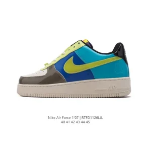 Nike Air Force 1 '07 Low White Leather Casual Sneakers with Air Cushion