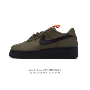 Nike Air Force 1 '07 Low White Leather Casual Sneakers with Air Cushion