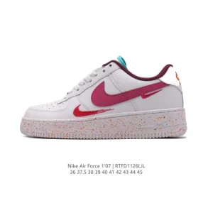 Nike Air Force 1 '07 Low White Leather Sneakers with Air Cushion