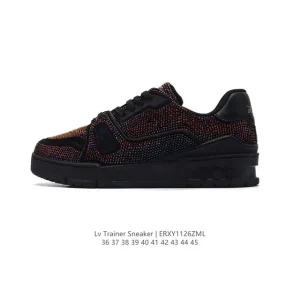 Louis Vuitton Trainer Low Crystal Embellished Platform Sneakers