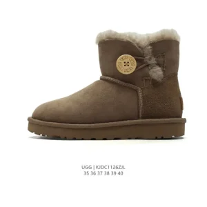 UGG Classic Short Button Cuff Snow Boots Women Winter Warm Fur Lined Outdoor