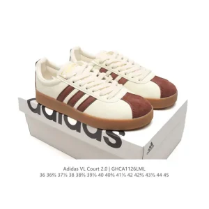 Adidas Vl Court 2.0 Shoes T-Shape Toe White Sneakers