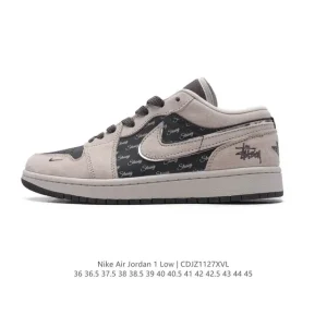 Jordan Air 1 Low Retro Classic Leather Sneakers with Air Cushion